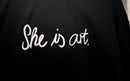 “She is art” – Unisex Hoodie with Embroidery