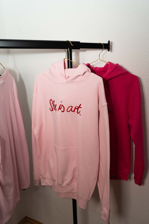 “She is art” – Unisex Hoodie with Embroidery